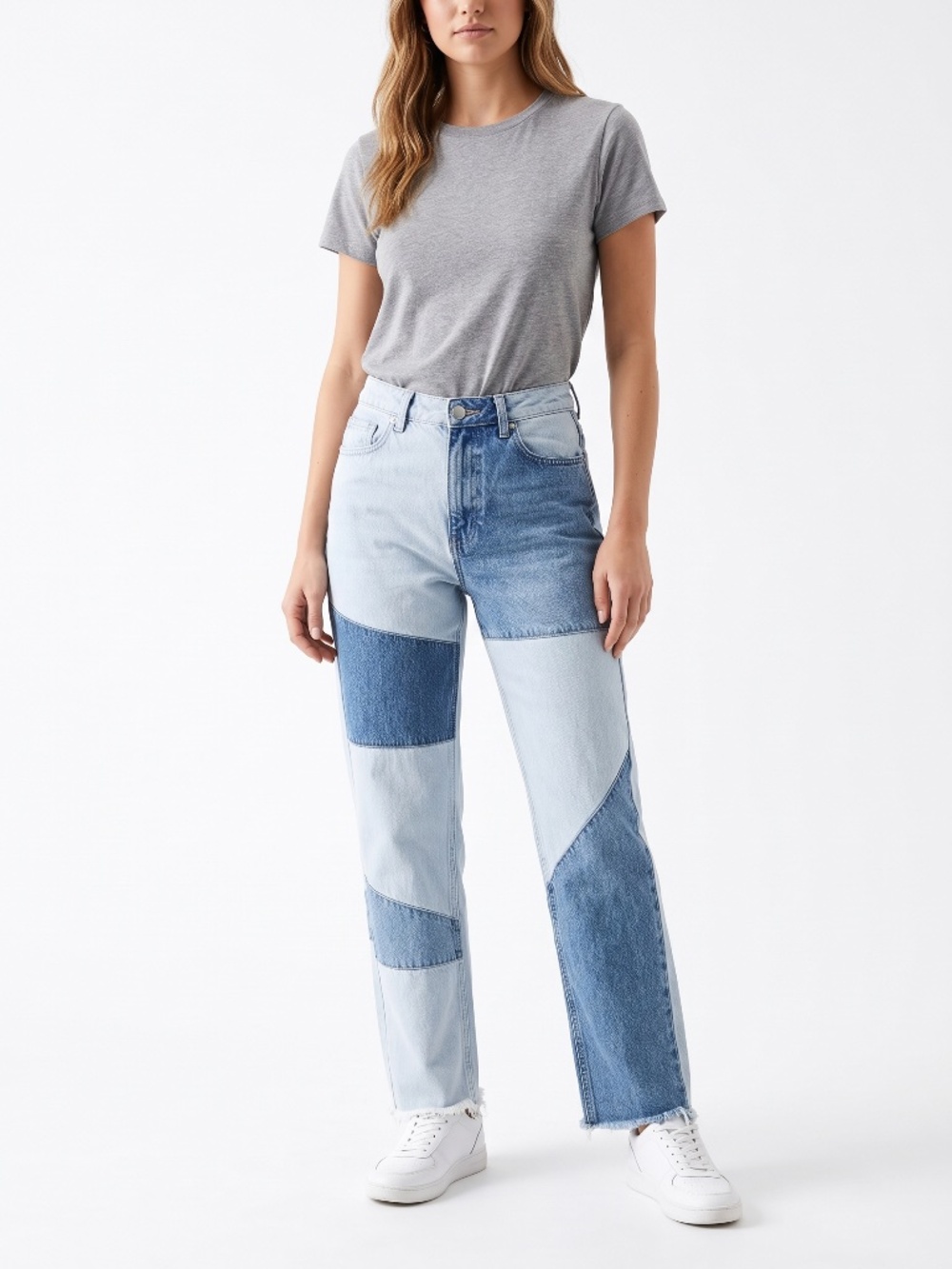 PacSun Womens Size 27 90s Boyfriend Patchwork High Rise Raw Hem Jeans 100% Cotto